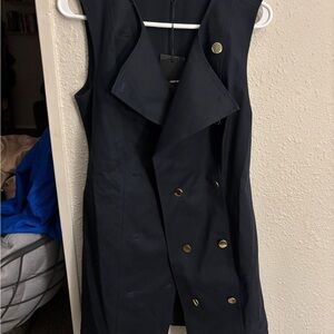 Country Road Size 10 Black Double-Breasted Vest Dress with Gold Buttons